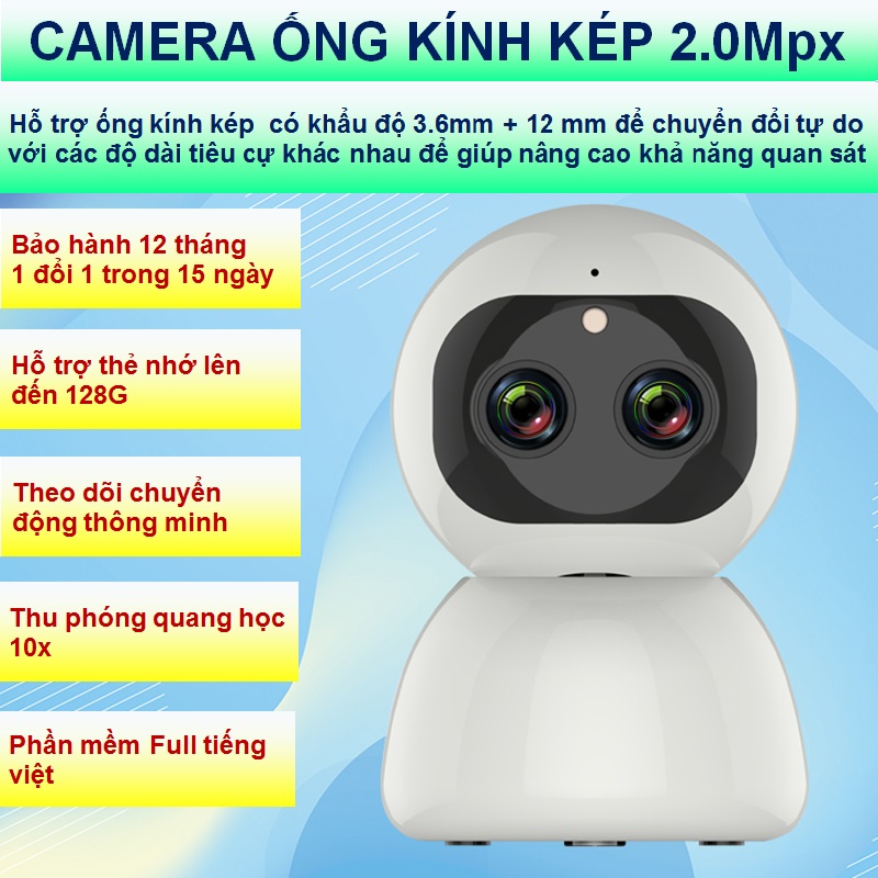Camera ai carecam pro wifi trong nhà siêu zoom 10x 4.0mpx