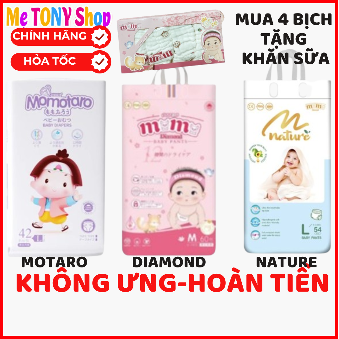 [Mua 4-Tặng KHĂN Xịn]BỈM TÃ DÁN/QUẦN Momotaro/Momo Diamond/Momo Nature ĐỦ SIZE (Giá 1 Bịch)