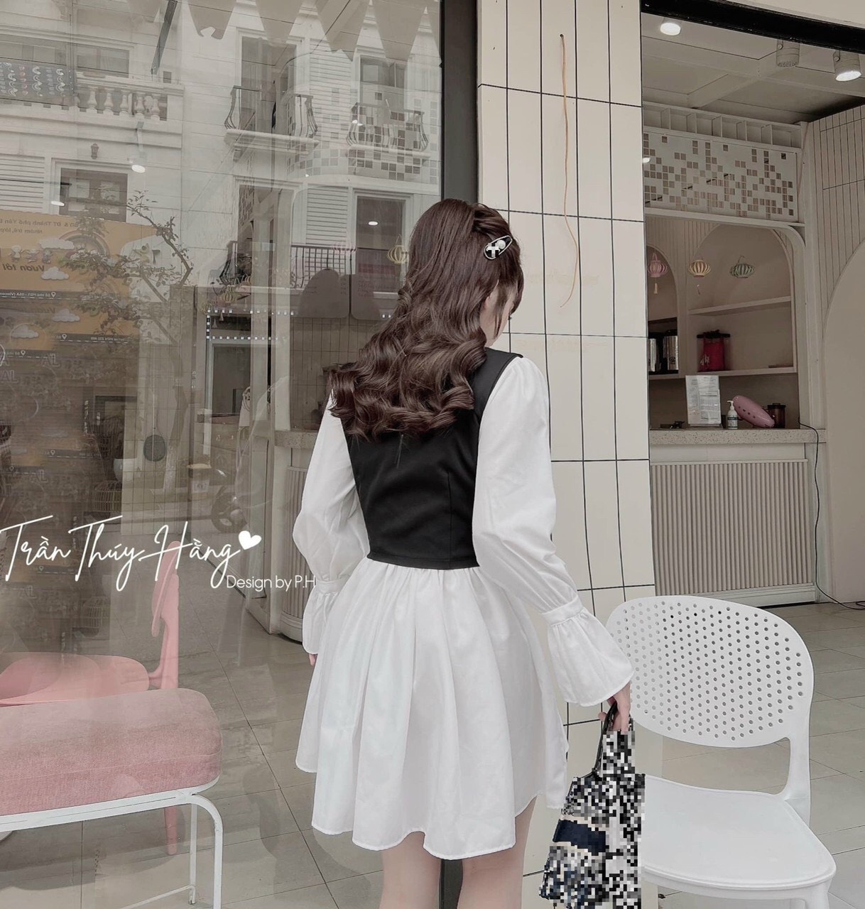 Đầm voan kiểu dáng sơ mi kèm áo gile thanh lịch thời trang hàn quốc hot trend ttkxa0305