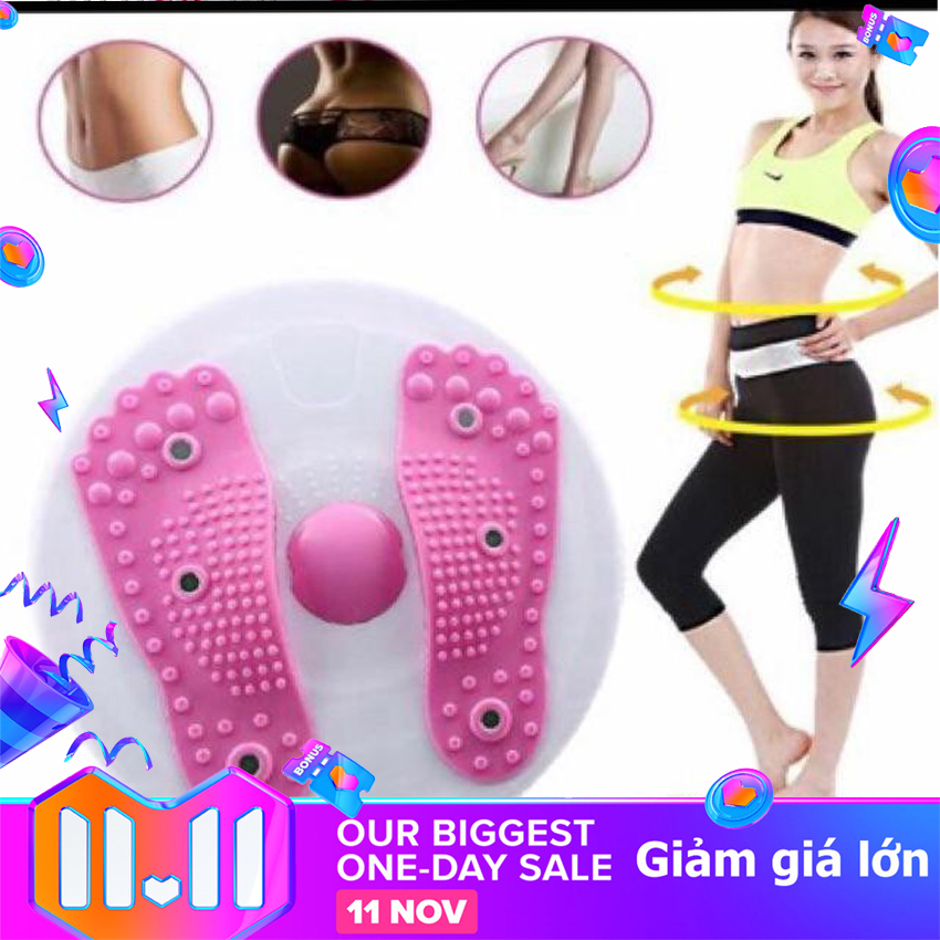 Bàn xoay lắc tập bụng, tập eo thon - đĩa xoay eo tập bụng hình bàn chân có gai nổi thế hệ mới 2021 - đĩa xoay eo tập thể dục giảm cân kết hợp massage chân cao cấp- dụng cụ xoay eo tiện lợi- thiết bị xoay eo tập thể dục