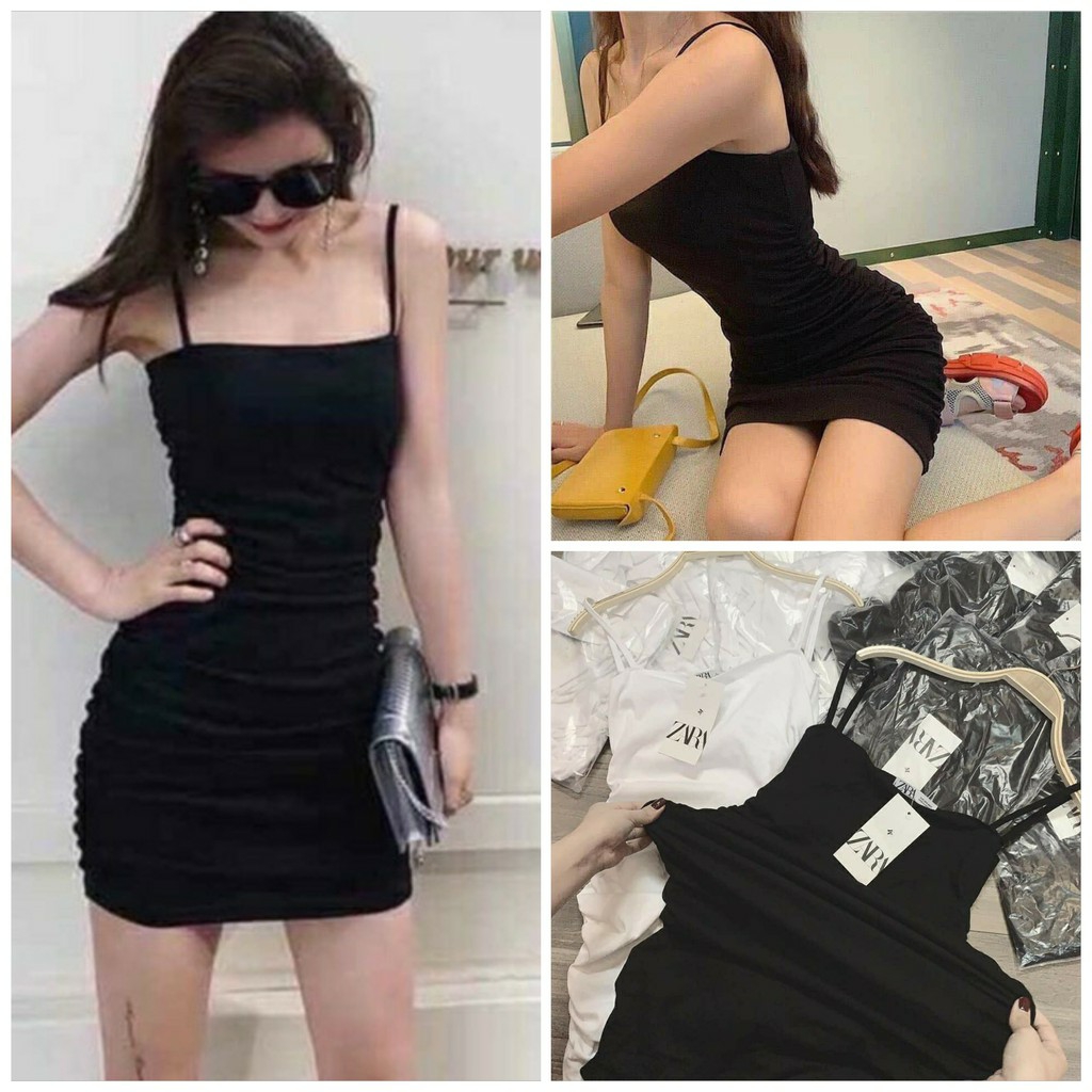 Váy đầm body hai dây dúm eo SIÊU ĐẸP