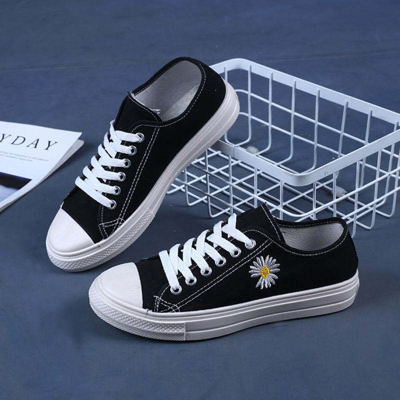Giày sneaker nữ thể thao thêu hoa cúc thời trang, thiết kế thoải mái vận động không mỏi chân