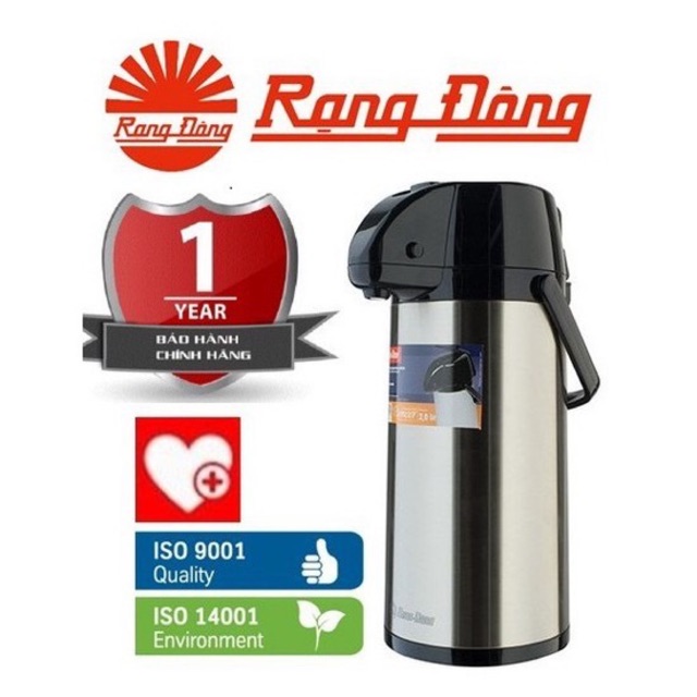 Phích đựng nước nóng, pha cà phê có cần bơm chính hãng rạng đông 2 lít
