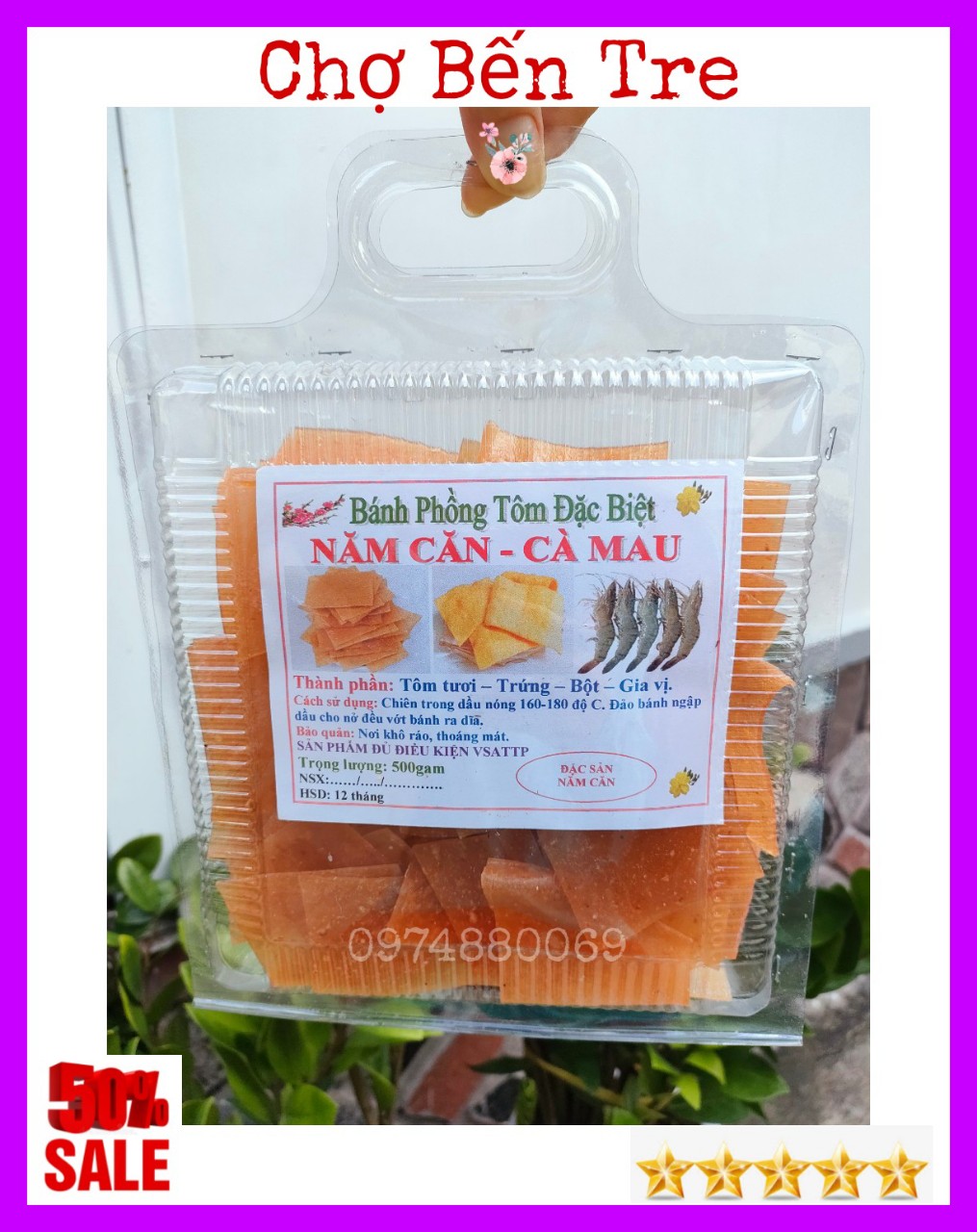 (FREESHIP) 1Kg Bánh Phồng tôm Cà Mau loại đặt biệt thơm ngon- CHỢ BẾN TRE