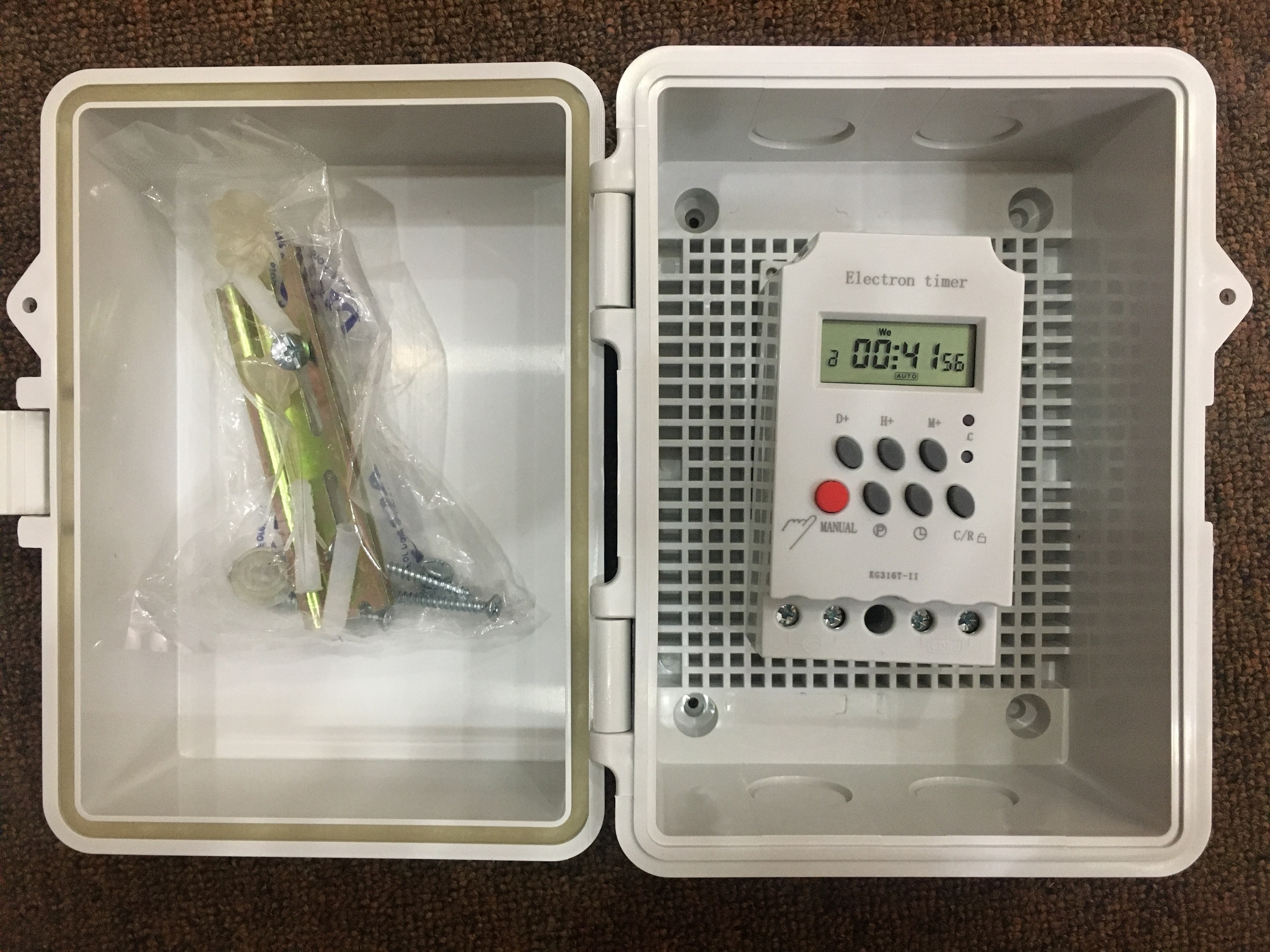 Timer hẹn giờ KG316T-II, 220V AC, 25A, công tắc hẹn giờ ,bộ hẹn giờ KG316T2 + hộp điện chống nước LIOA JL00B