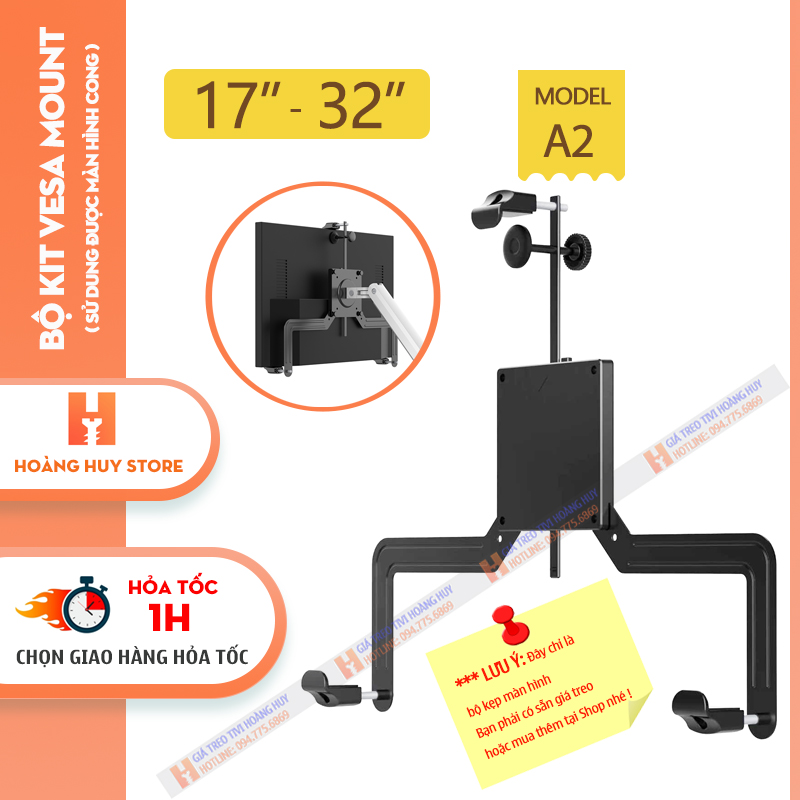 Bộ kẹp màn hình máy tính a2 17 - 27 - 32 inch - bộ kit vesa mount - lắp với giá treo màn hình