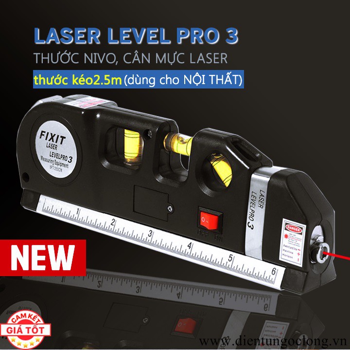 Nivo multi-function laser ruler, with standard 2.5m retractable ruler