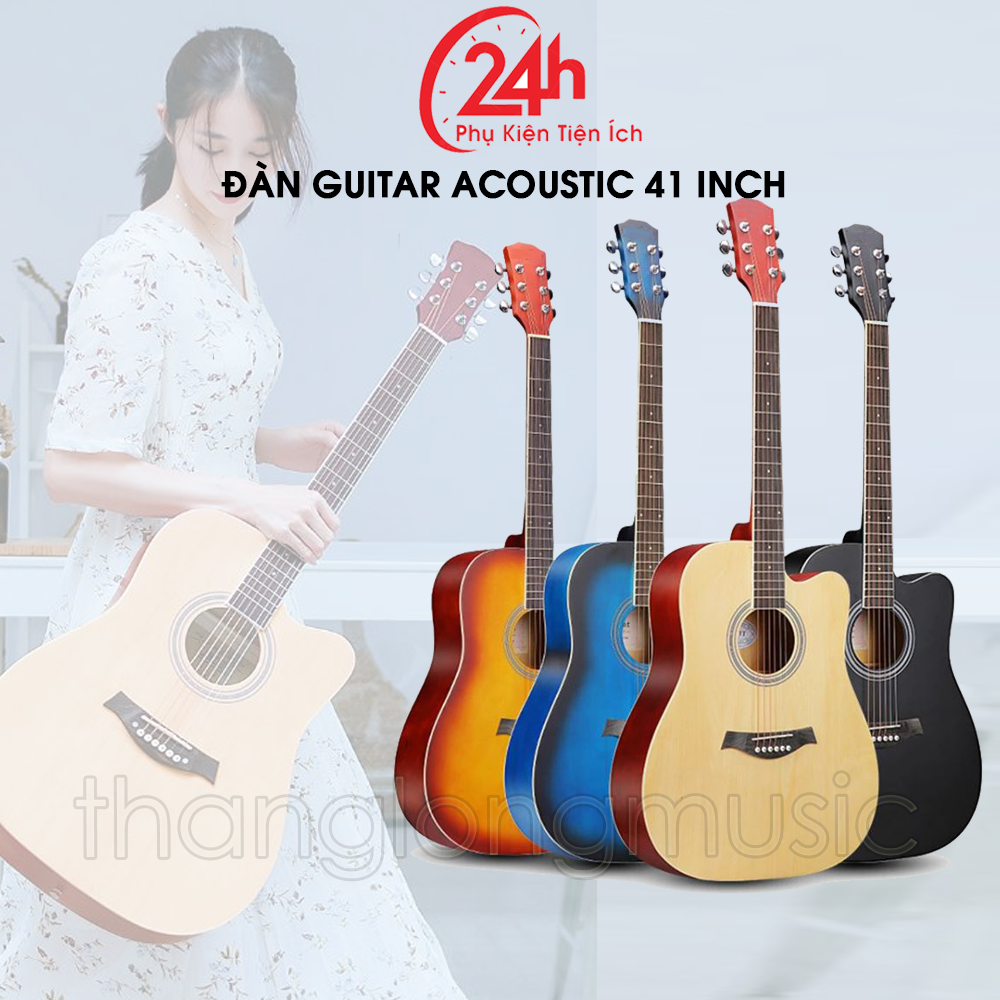 Đàn guitar giá rẻ - Đàn Guitar Acoustic 41 (dáng D Cutaway) Có Ty Chỉnh Cần Guitar Sinh Viên Giá Rẻ