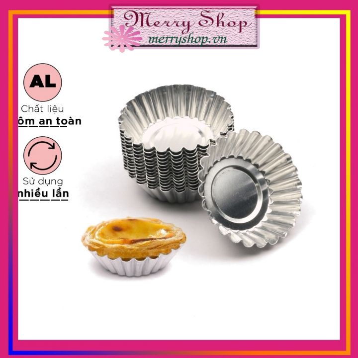 ⚡Combo 2 Khuôn Tart Nhôm Vân Miệng Y29 7cm Dùng Làm Bánh Tart Trứng, Phô Mai, Trái Cây - An Toàn, Dẫn Nhiệt Đều - Merry Shop