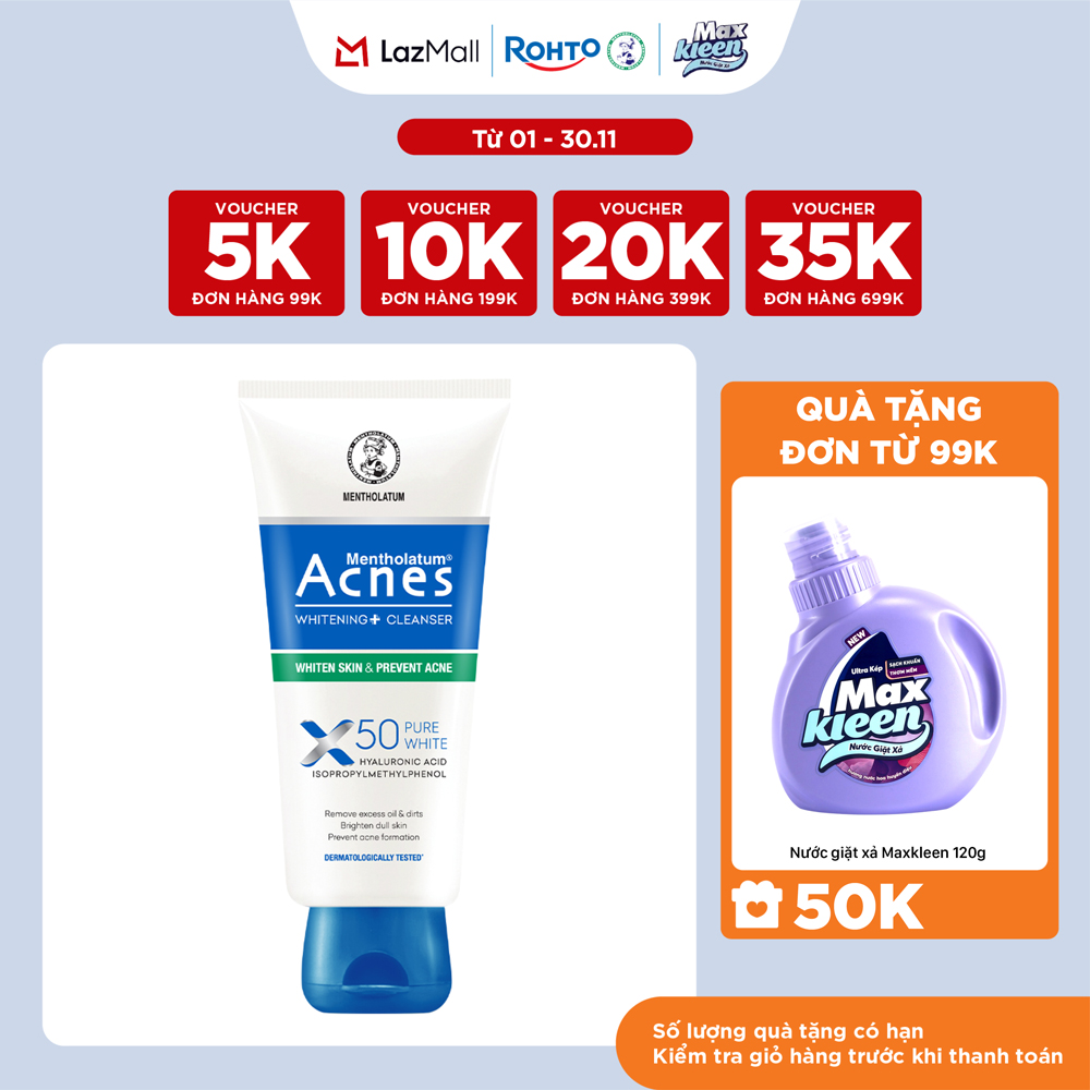 Sữa rửa mặt dưỡng trắng dạng kem Acnes Whitening+ Cleanser 100g