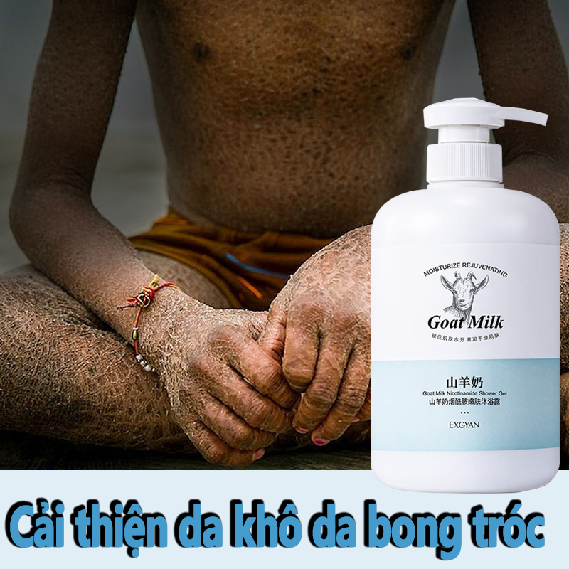 Sữa tắm da mền mại Niacinamide Sữa Dê, Sữa tắm trắng da dưỡng ẩm [800ml] Nhẹ nhàng làm dịu da, phục hồi các tết bào đã lão hóa, thúc đẩy tái tạo tế bào mới, giúp da càng có độp đàn hồi và bóng sáng hơn
