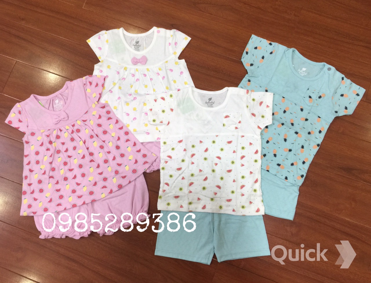 Bộ cộc tay bé trai bé gái vải cotton thở Lullaby