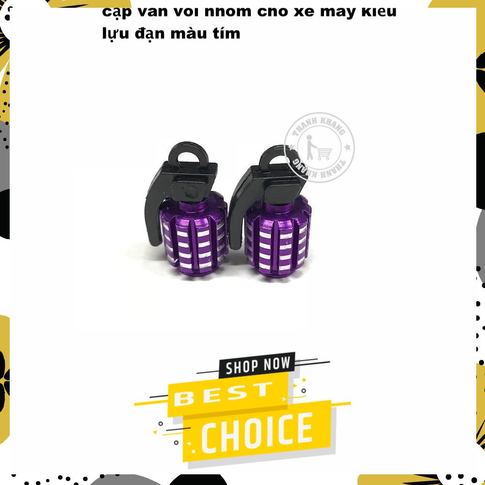 Bộ cặp van vòi nhôm xe máy, kiểu luu dan màu tím Thanh Khang 006001292