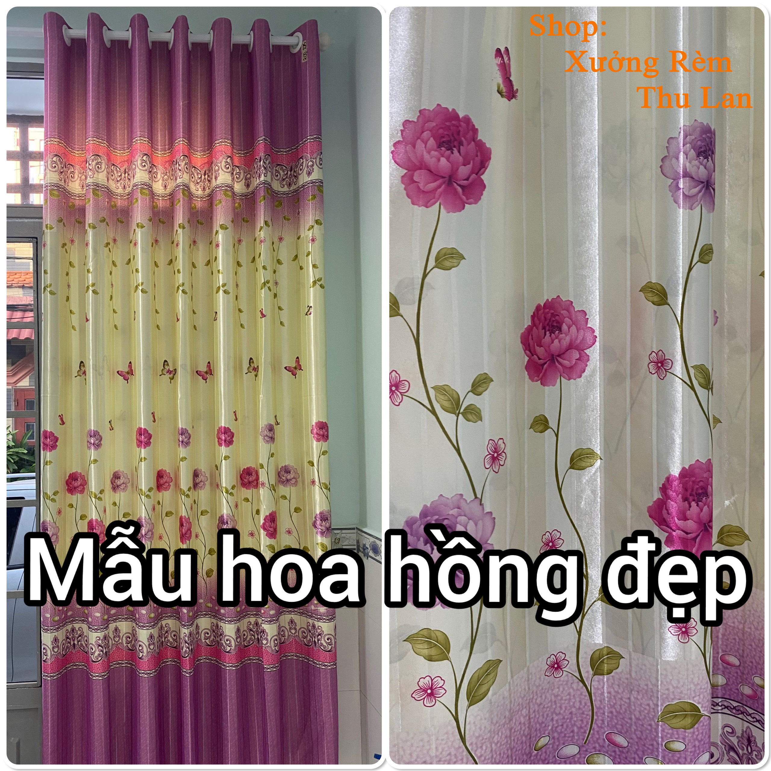 Rèm cao cấp, vải da in 2 mặt đẹp bóng sang trọng