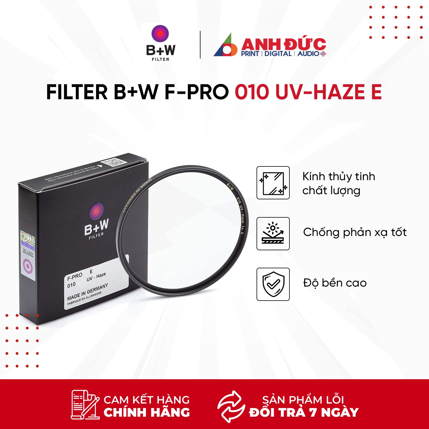 Filter b+w f-pro 010 uv-haze e 62mm