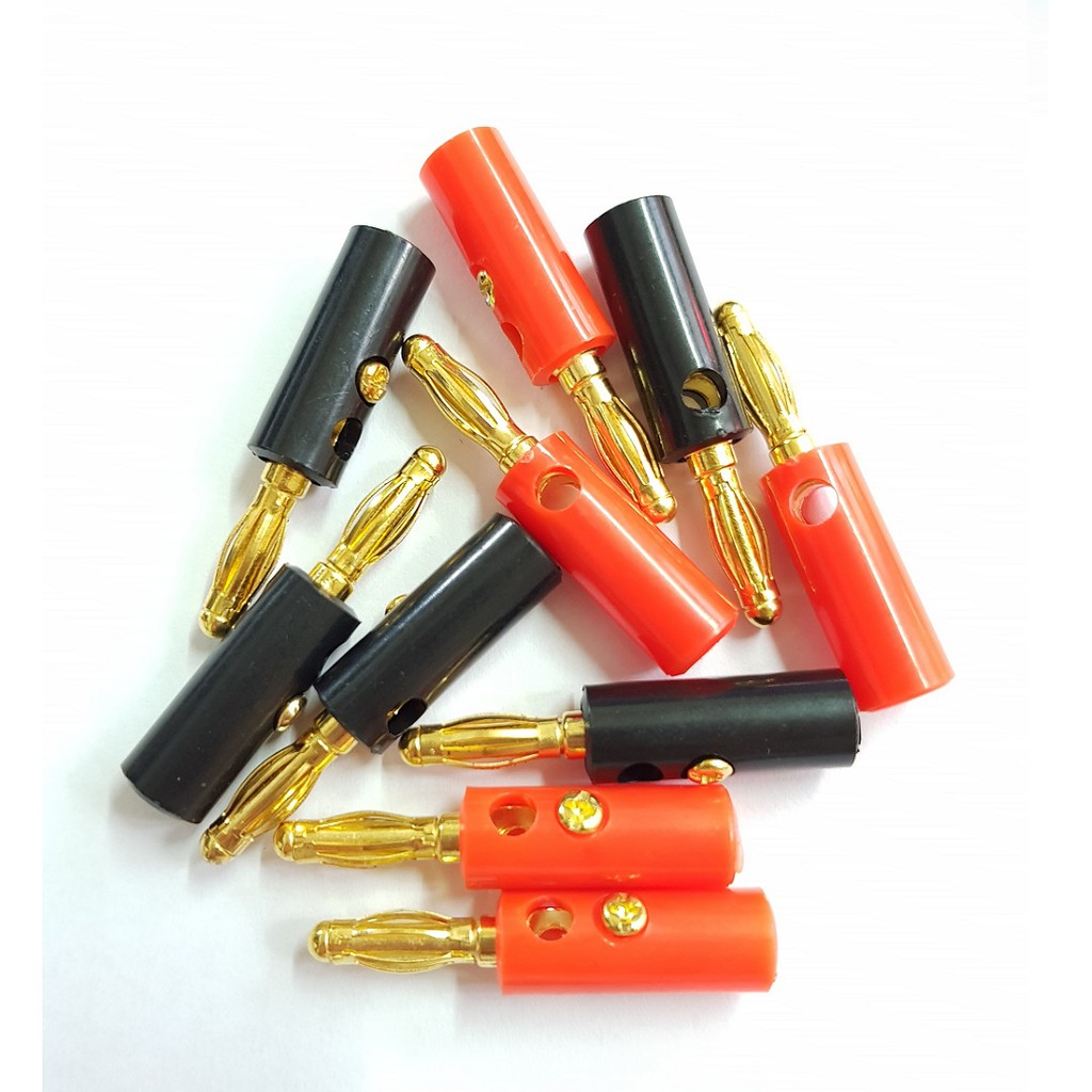Jack chuối mạ vàng, cắm bắp chuối 4mm Màu Đỏ Đen