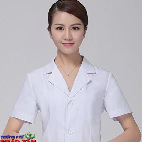Áo Blue trắng - Áo Blu y tế - Áo Y Tá, Bác sĩ Nữ Cộc Tay (áo dáng ngắn) Loại Đẹp