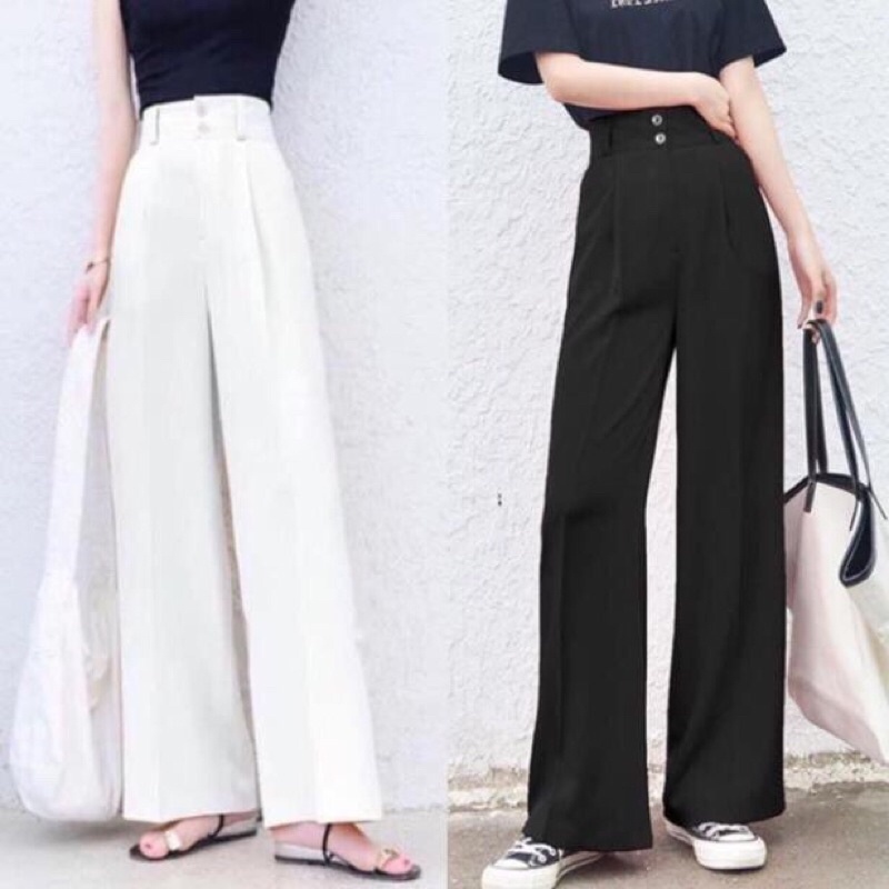 [Mã FAMARAL2 giảm 10K đơn 50K] QUẦN ỐNG SUÔNG DÀI 100CM CẠP CAO HAI KHUYQUẦN ỐNG RỘNG DÀI 100CM
