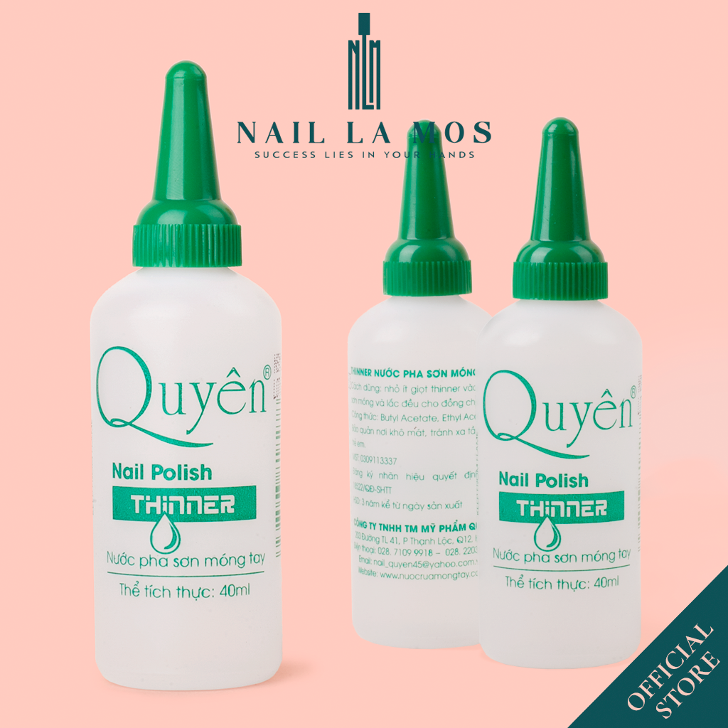 Nước pha sơn móng tay Quyên chính hãng 40ml - Nước pha loãng sơn gel đều màu nhanh chóng