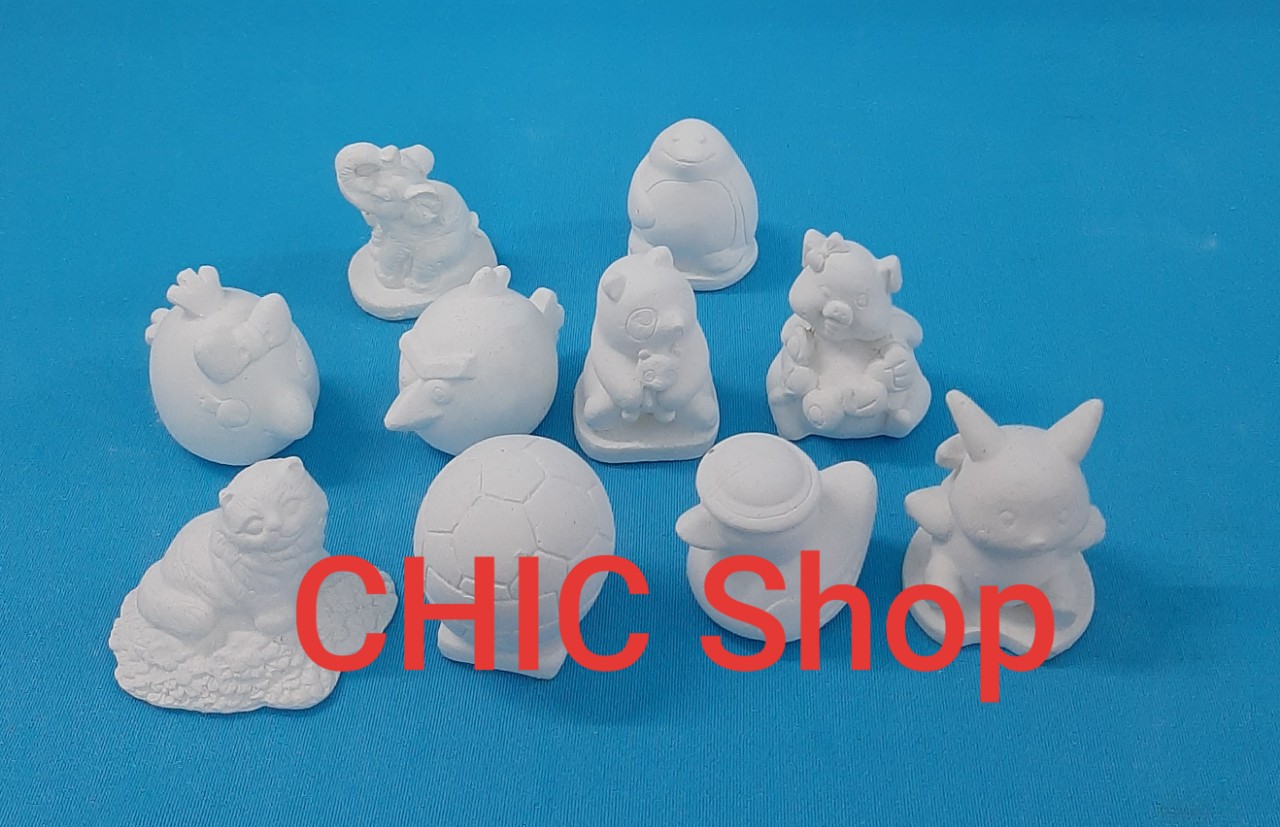 Bộ 10 tượng tô màu thạch cao size 5-7cm không kèm màu