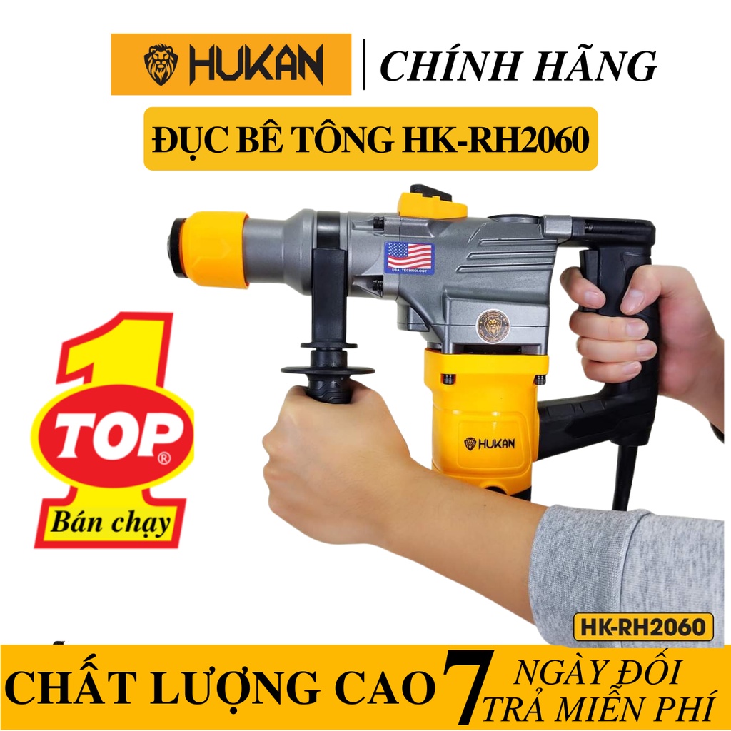 [Chính Hãng] Máy Khoan Đục bê tông Hukan HK-RK2060 G SUẤT 1020W - kHOAN BÊ TÔNG 3 CHỨC NĂNG 2-28MM