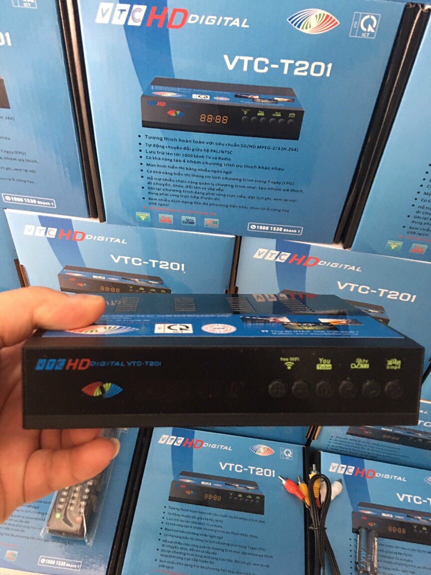 Đầu thu vtc t201 xem truyền hình miễn phí, truyền hình số dvbt2 chính hãng