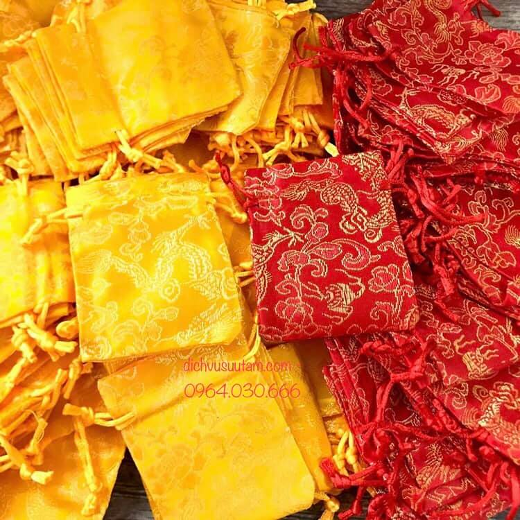 Combo 5 bộ túi gấm 2 màu đỏ và vàng phong thủy