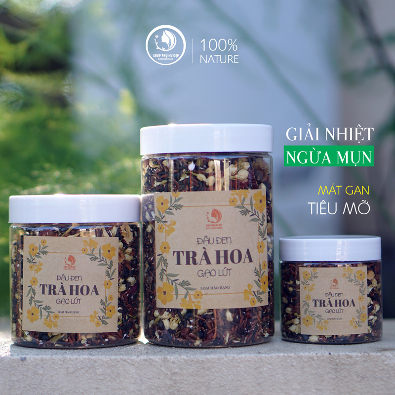 TRÀ GẠO LỨT ĐẬU ĐEN + Hoa Hồng Nhài + Táo Đỏ | Loại Đặc Biệt hũ 200ml