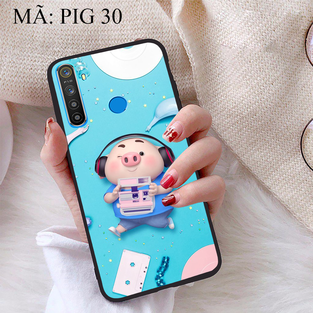 Ốp lưng iCase dành cho Realme 5 viền dẻo TPU BST Pig Cute