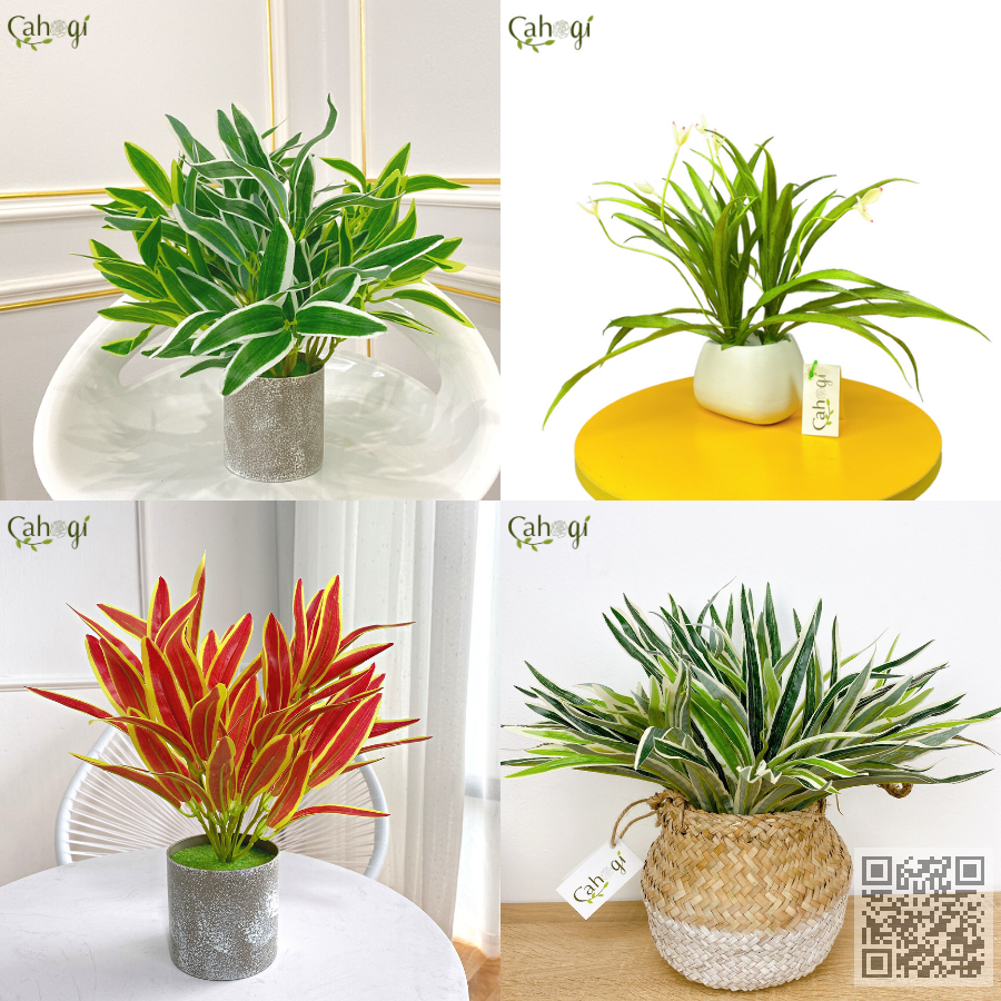 Cây giả cây lan chi 2 nụ