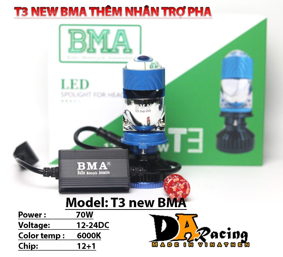 Bi led pha mini T3 mới BMA 70W chân H4