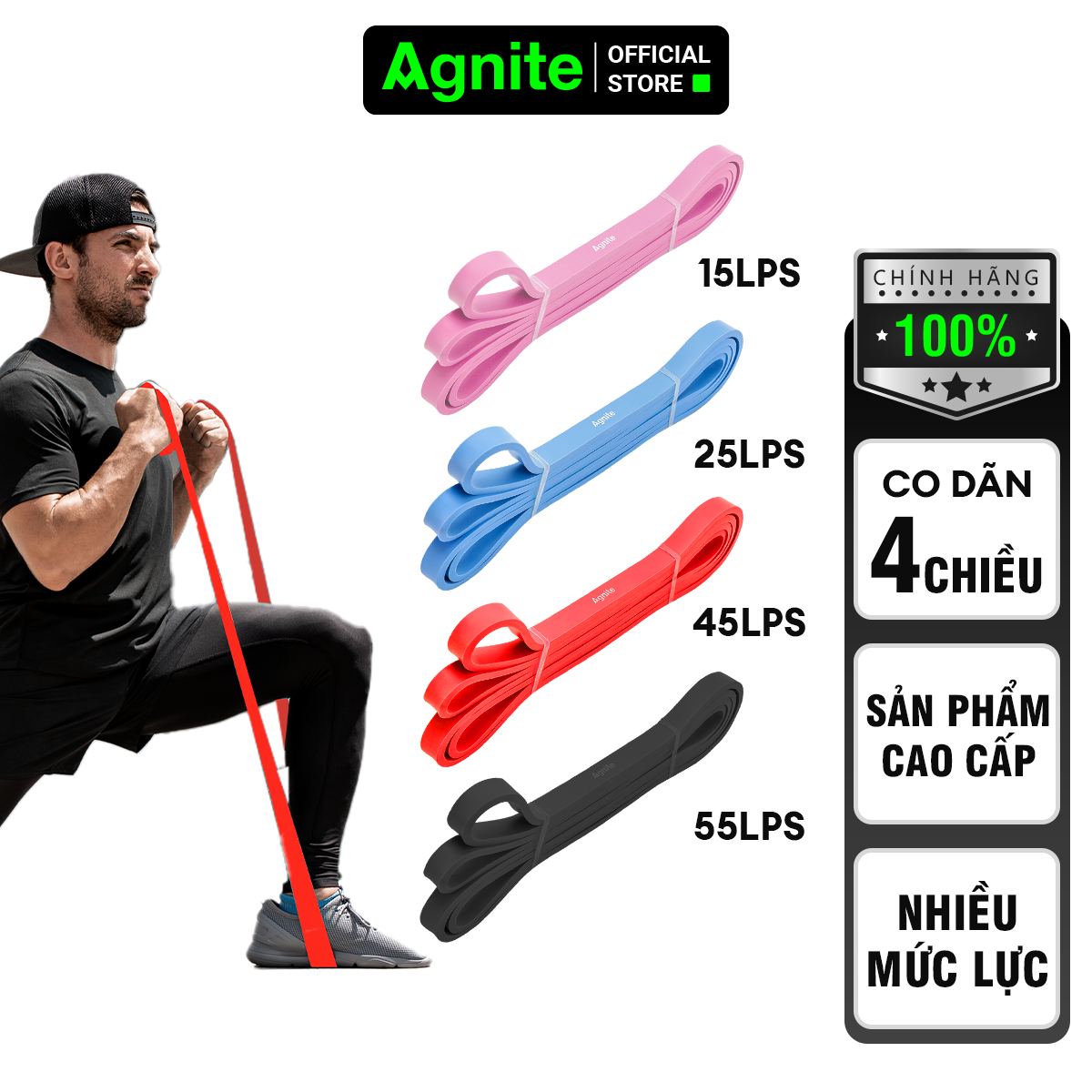 Dây kháng lực tập mông đùi chân và toàn thân Agnite chính hãng