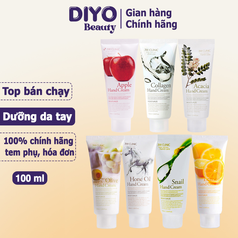 Kem dưỡng da tay 3W Clinic Hand Cream 100ml chính hãng Hàn Quốc - DIYO Beauty