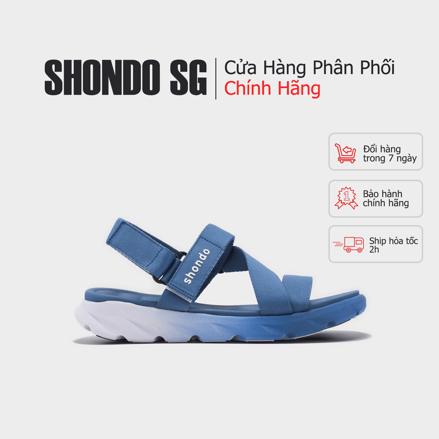 [HCM][Chính hãng] Giày Shondo F6 Sport ombre xanh parisian trắng F6S0339 - Màu Xanh