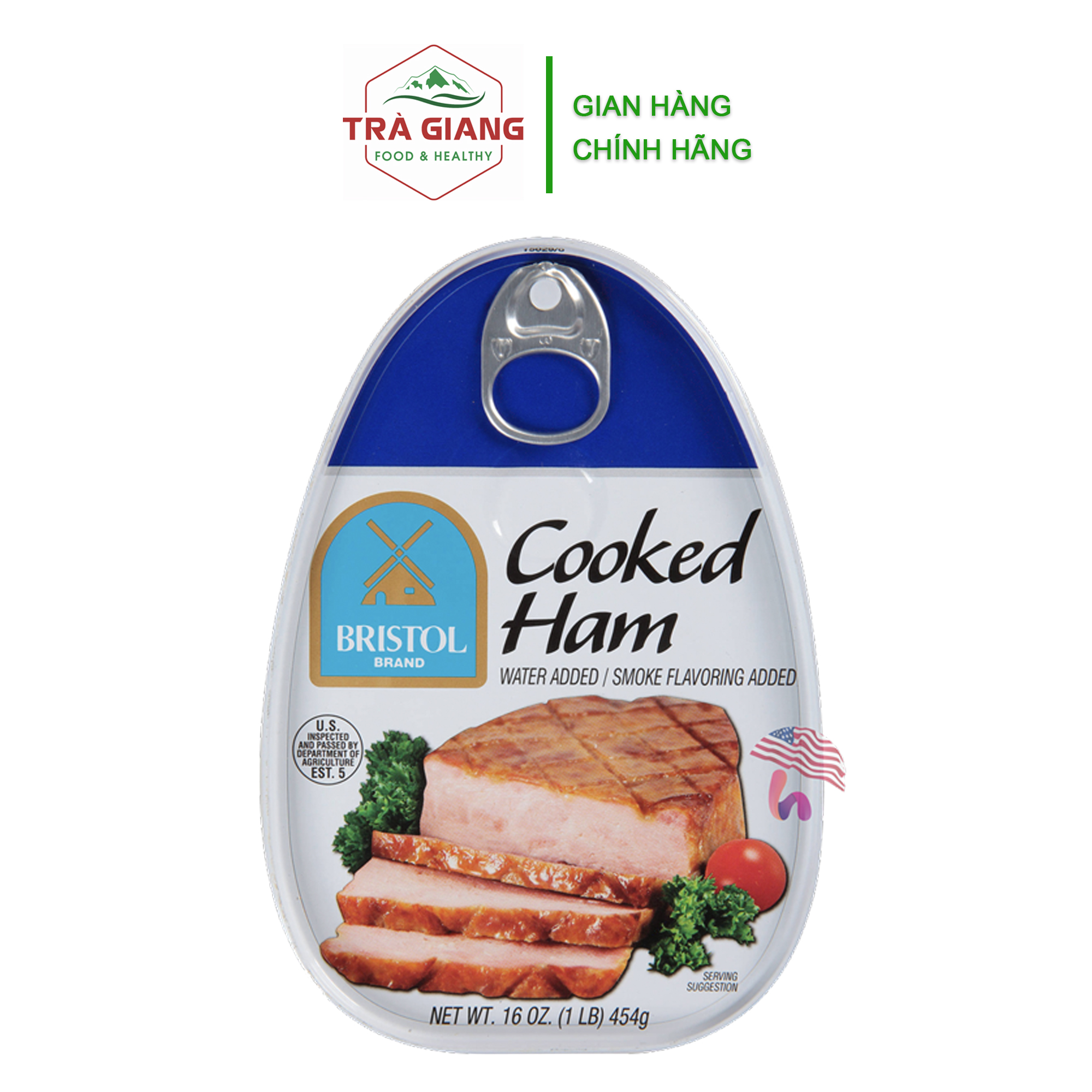 Thịt hộp giăm bông cooked ham bristol 454g