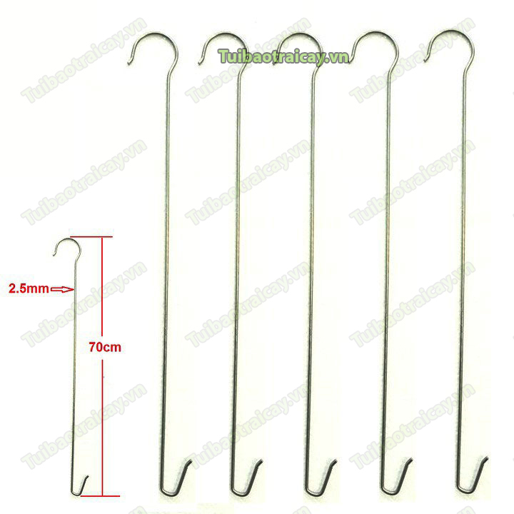 5 Móc inox 2 đầu treo chậu lan dài 70cm - VTK14