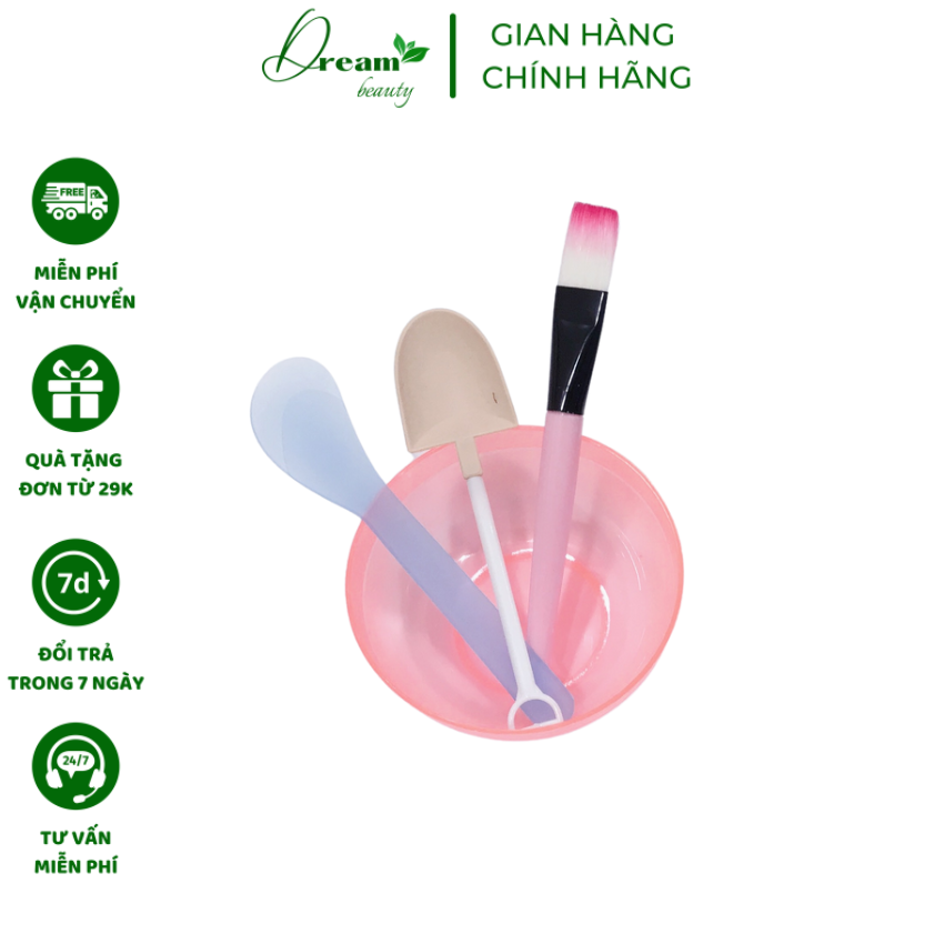 Bộ chén đắp mặt nạ 4 chi tiết, chén trộn mặt nạ gồm chén, chổi, que trộn, muỗng hình xẻng , CDMN4CT Dream Beauty