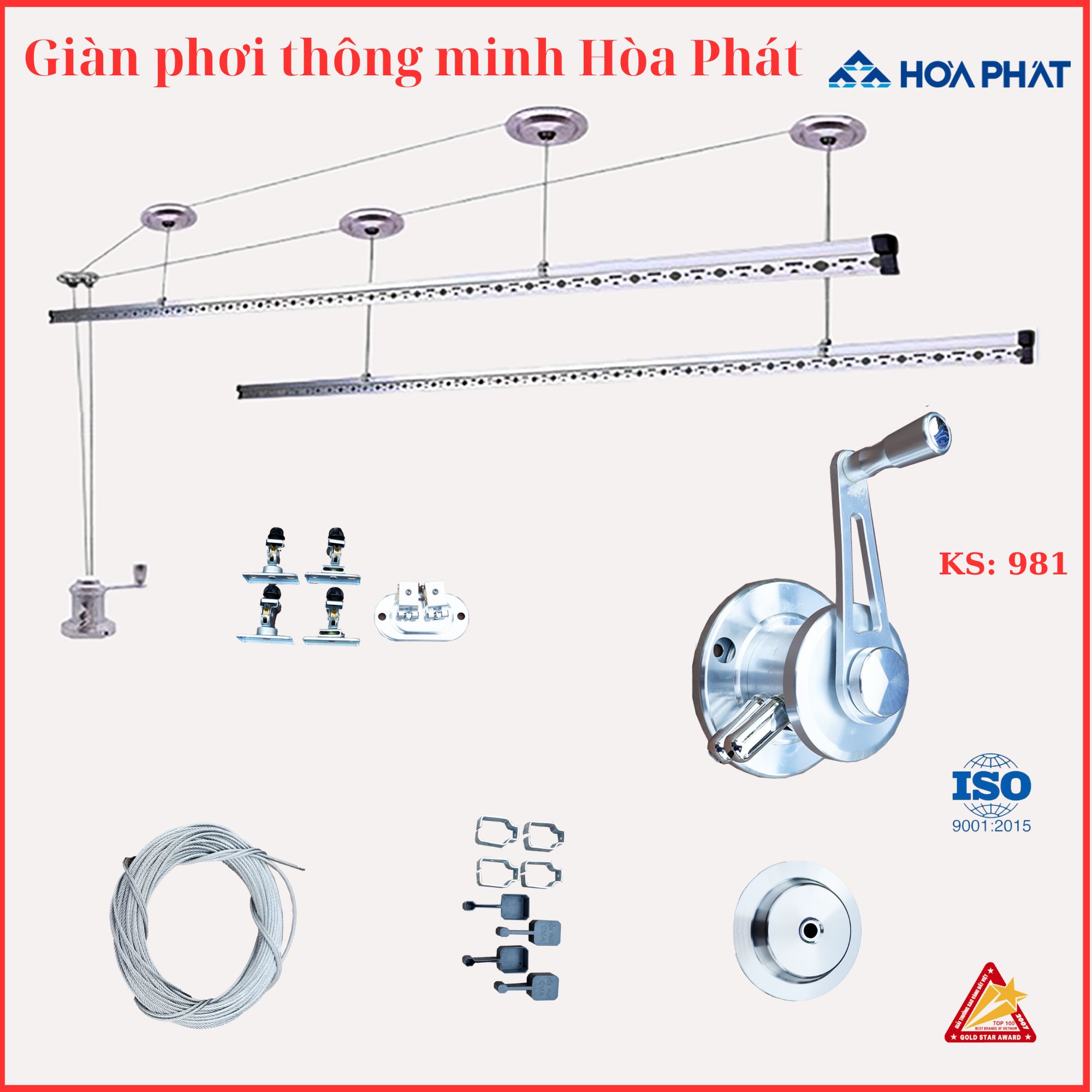 Giàn phơi thông minh Hoà Phát KS981 siêu bền CHÍNH HÃNG