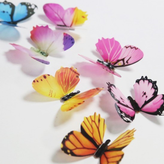 Bộ 12 con bướm 3d dán tường siêu xinh, decor chụp ảnh, trang trí dán ở phòng ốc, nhà cửa chống thấm nước lizflower