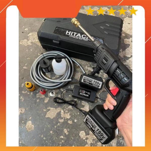 Máy rửa xe hitachi 199v pin sạc cực mạnh