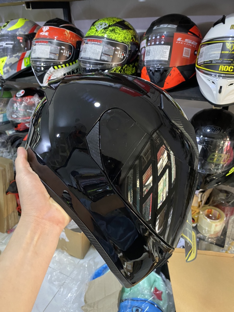 ( Gắn kính Đen ) Nón bảo hiểm ROYAL M138B 1 Kính màu Đen Bóng + túi đựng nón và hộp