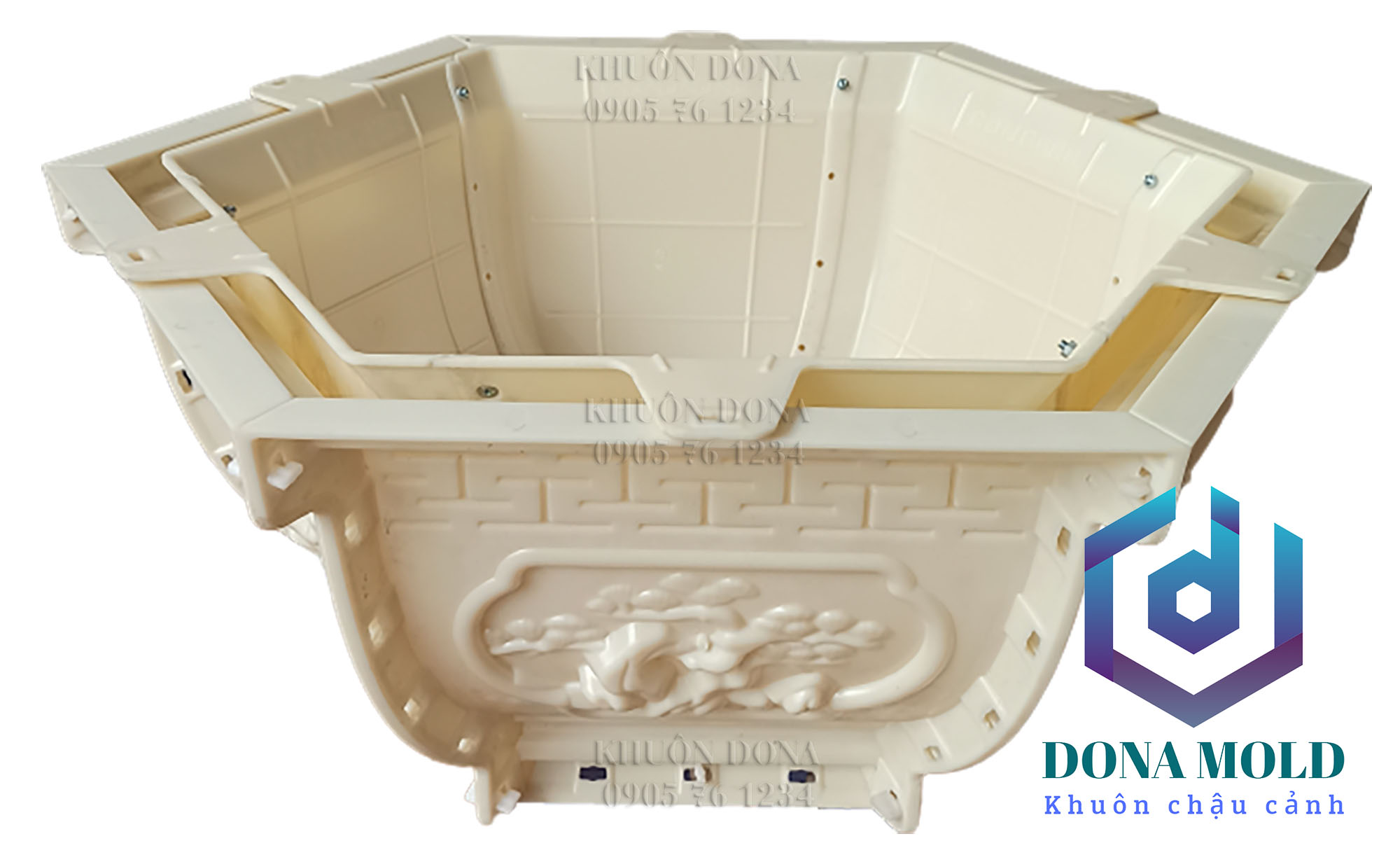 Khuôn Đúc Chậu Lục Giác 75 cm Cao 37 Cm( Chưa gồm chân đôn) mẫu Cây Tùng, Phúc Lộc Thọ. Khuôn Đúc Chậu Cảnh Nhựa ABS cao cấp