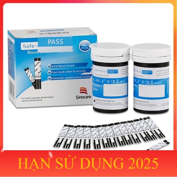 Bộ 2 hộp que thử đường huyết Sinocare Safe Accu (100 que và 100 kim)