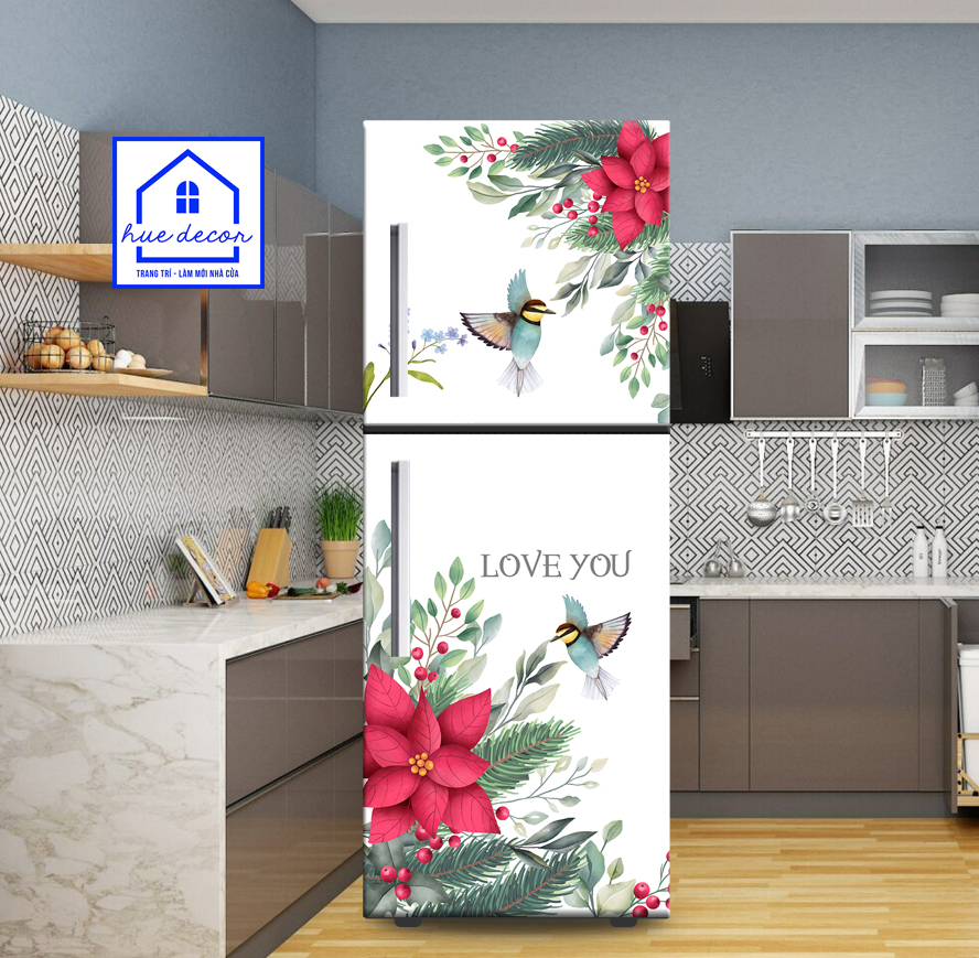 Tranh trang trí tủ lạnh - máy lạnh - máy giặt Hoa trạng nguyên chất liệu decal cao cấp siêu bền phù hợp với mọi không gian