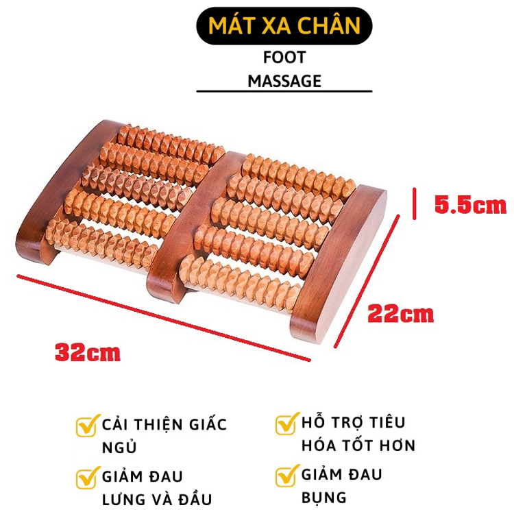 [HCM]Bàn lăn gỗ massage chân 5 hàng đại