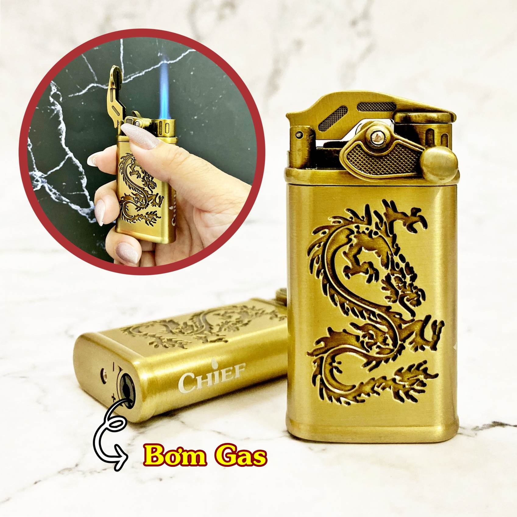 Bật lửa khè CF020 chief rồng búng tay đánh lửa - xài gas