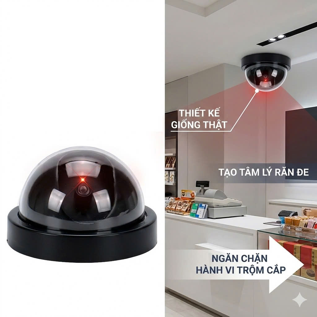 Camera Mô Phỏng An Ninh Bán Cầu Có Đèn LED – Camera Như Thật Chống Trộm Mới Nhất 2026