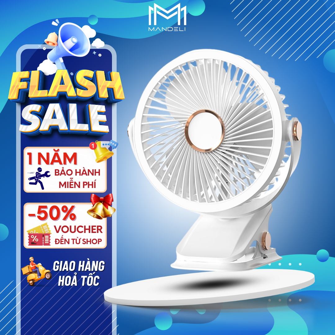 Quạt Mini Để Bàn Hot 2024 - Quạt Tích Điện Kẹp Bàn, Cầm Tay, Xoay 720 Độ Sử Dụng Mọi Nơi Siêu Tiện Lợi