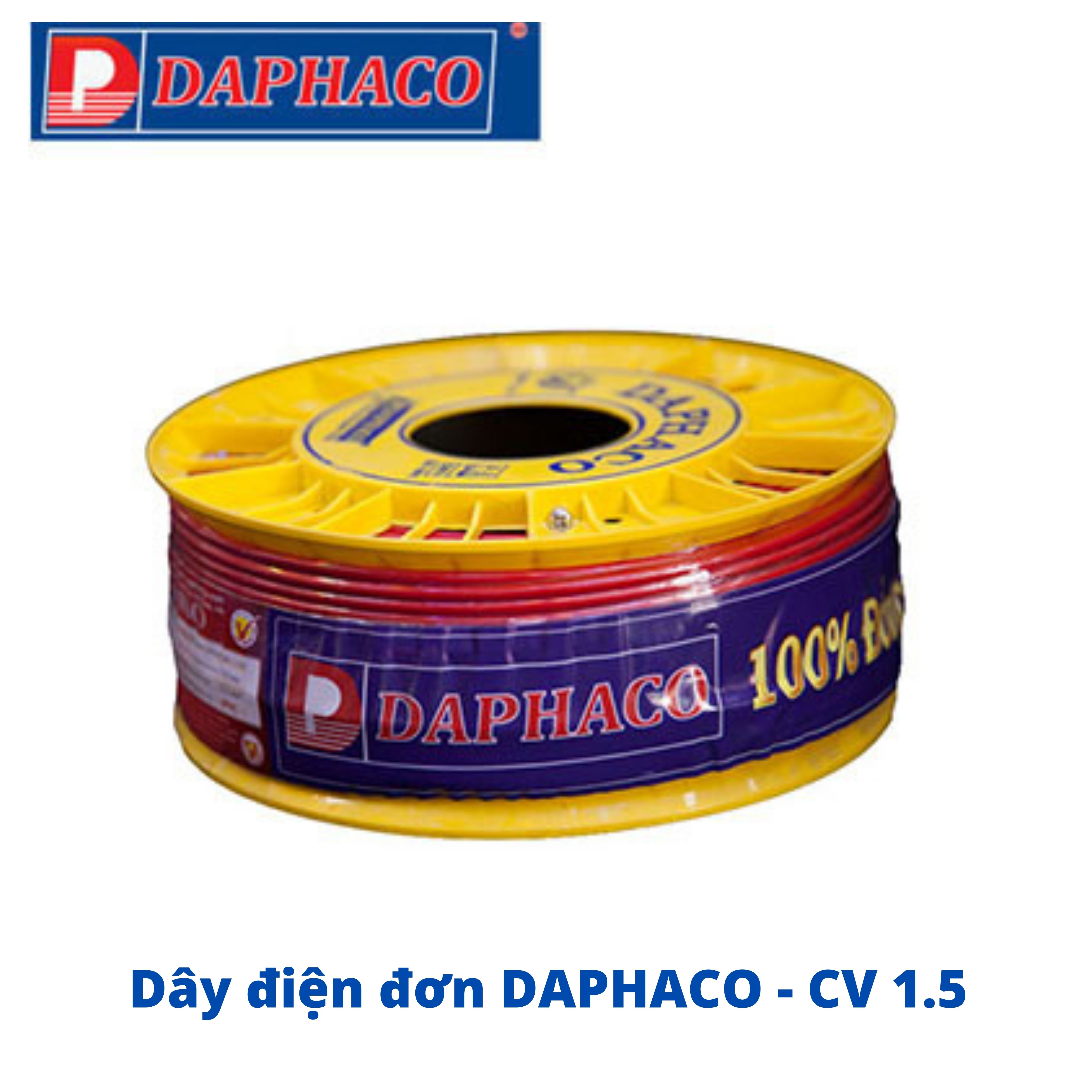 Dây điện đơn CV 1.5 DAPHACO 100m ( CAP 1.5) - Ruột đồng, vỏ PVC cách điện - GIAO MÀU NGẪU NHIÊN trắng xanh đỏ vàng
