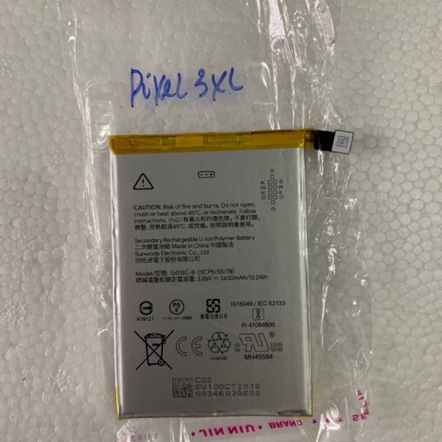 Pin google pixel 3 xl 3430mah xịn , bảo hành 1tháng